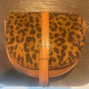Leopard Print Tan Crossbody Bag